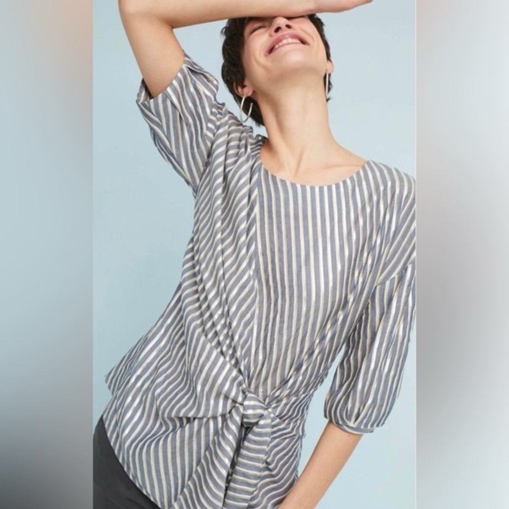 Anthropologie Eva Franco‎ Striped metallic Knot Top- 4